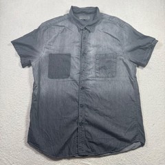 Decree Button Down Shirt Mens XL Grey Excellent Short Sleeve Ombre Fade Cotton