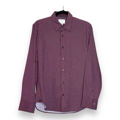CON.STRUCT Construct Button Up Shirt Slim Fit Stretch Pattern Mens Size M Red