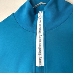 ACNE Studios Quarter Zip Pullover Long Sleeve Shirt Blue Logo Zipper Men’s XS