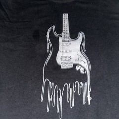 Utility Skate Brand T Shirt 3/4 Sleeve Mens Size XL Melting Guitar Black White