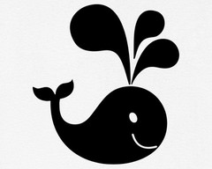 Cute Cartoon Whale Spouting Water Silhouette T-Shirt