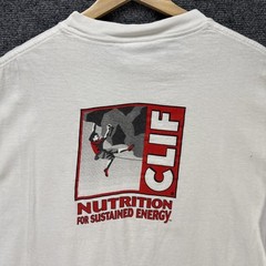 Vintage CLIF Shirt Mens Large White 90s USA Patagonia Hiking Climbing Nature