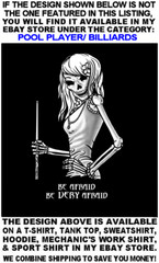 BE AFRAID BE VERY AFRAID 9 Ball Skeleton Girl Billiards Pool Player T-shirt