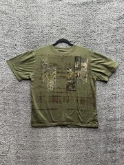 Y2k Redemption Embroidered Studded Patch Graphic T-Shirt Olive Green Mens Size M