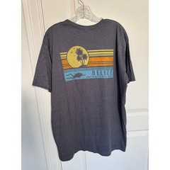 Live and Tell Apparel Mens T Shirt Grey Sunstripes Snorkel Palms Belize Size XL