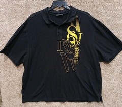 Sean John 2XL Original Fit Black Polo Yellow Design Cotton Pique
