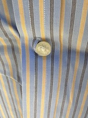 PINK Thomas Pink Shirt Mens 18 37 Classic Blue Striped French Cuff Cotton Dress