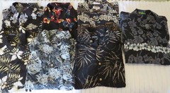 Lot of 8 Hawaiian Style Mens Large Black Background Boho Short Sleeve Shirts