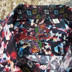 Robert Graham Geometric Abstract Button Up Shirt Mens Large Flip Cuff Cotton