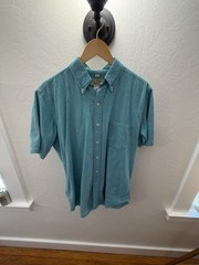L.L. Bean Vintage USA Made Seersucker Striped Short Sleeve Button-Down Shirt