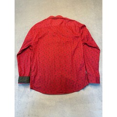 CONSEQUENCE Roses Flex Button Down in Burgundy Mens XL Slim Fit