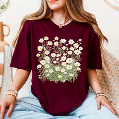 Wildflower Shirt Daisy Graphic Tee Cottagecore Floral Shirt Minimal Flower