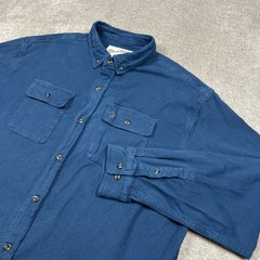 Duck Camp Shirt Mens 2XL Blue Heavy Chamois Flannel Button Down Work Outdoor