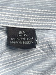 Alara Mens 16/34 Blue Stripe Egyptian Cotton Button Up Long Sleeve Dress Shirt