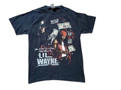 Vintage Lil Wayne Hip Hop Money Music Graphic T-Shirt Black Size Medium