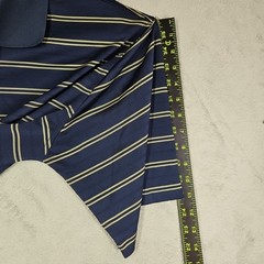 Pebble Beach Performance Liquid Knit Navy Blue Tan Multi Stripe Polo Shirt Sz XL