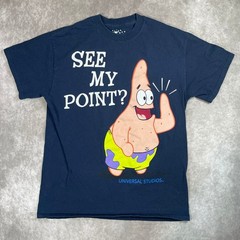 Universal Studios Patrick Star See My Point Graphic Tee Mens Navy Blue Medium