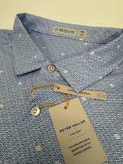 NWT Peter Millar “SHELLS” Featherweight Golf Polo Shirt White Blue XXL $115