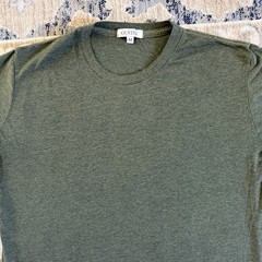 Gustin T Shirt Mens Size M Medium Heathered Green Crewneck Made in USA Plain Tee