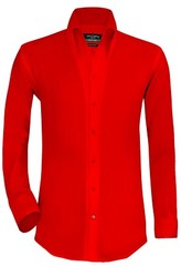 Red High Open Button Down Collar Buttonless Mens Custom Made Formal Office Shirt