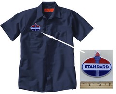 Vintage STANDARD OIL PATCH + New Mechanic WORK SHIRT Auto Gas Petroliana
