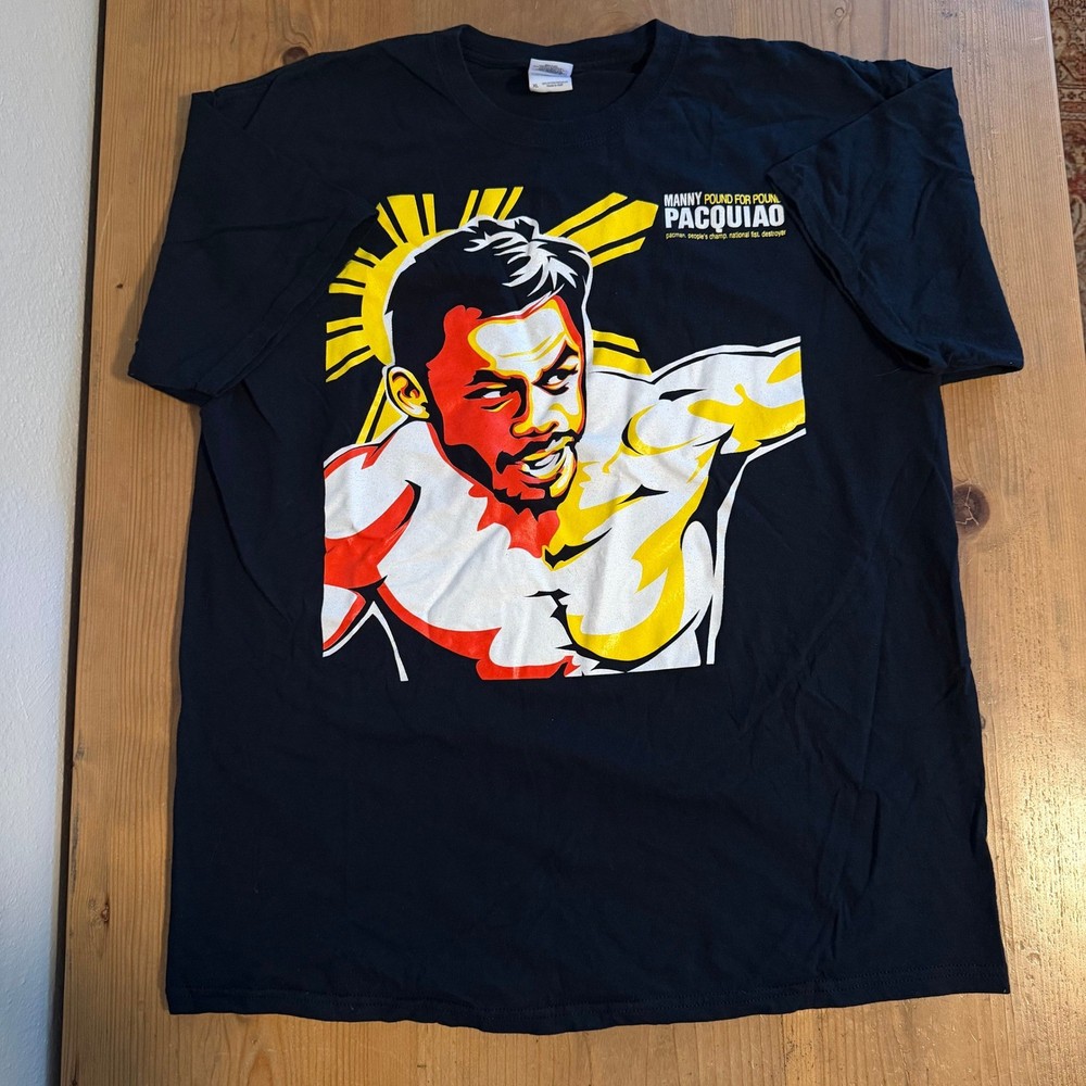 Manny Pacquiao Pound for Pound Boxing T-Shirt Black Mens XL Gildan Cotton