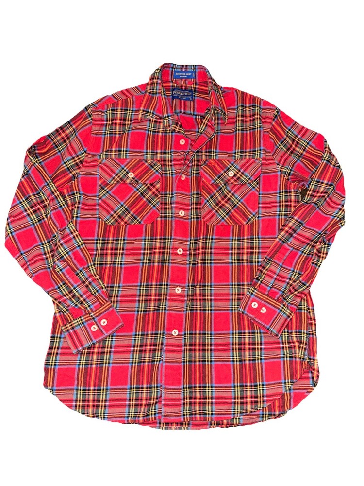 Pendleton Woolen Mills Red Plaid Burnside Flannel Shirt Button Up Lumberjack EUC
